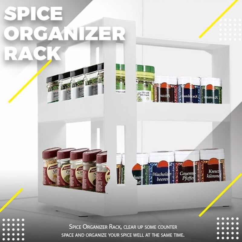 Kitchen Spice Organizer Rack Multi-Function Rotating Shelf Slide