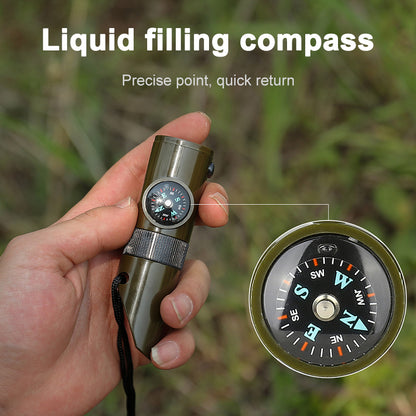 7 in 1 Survival Whistles with Compass & Thermometer