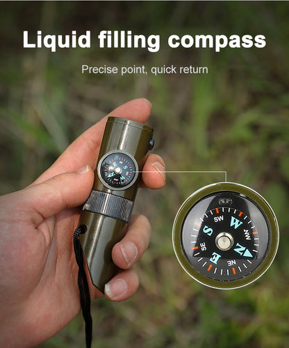 7 in 1 Survival Whistles with Compass & Thermometer