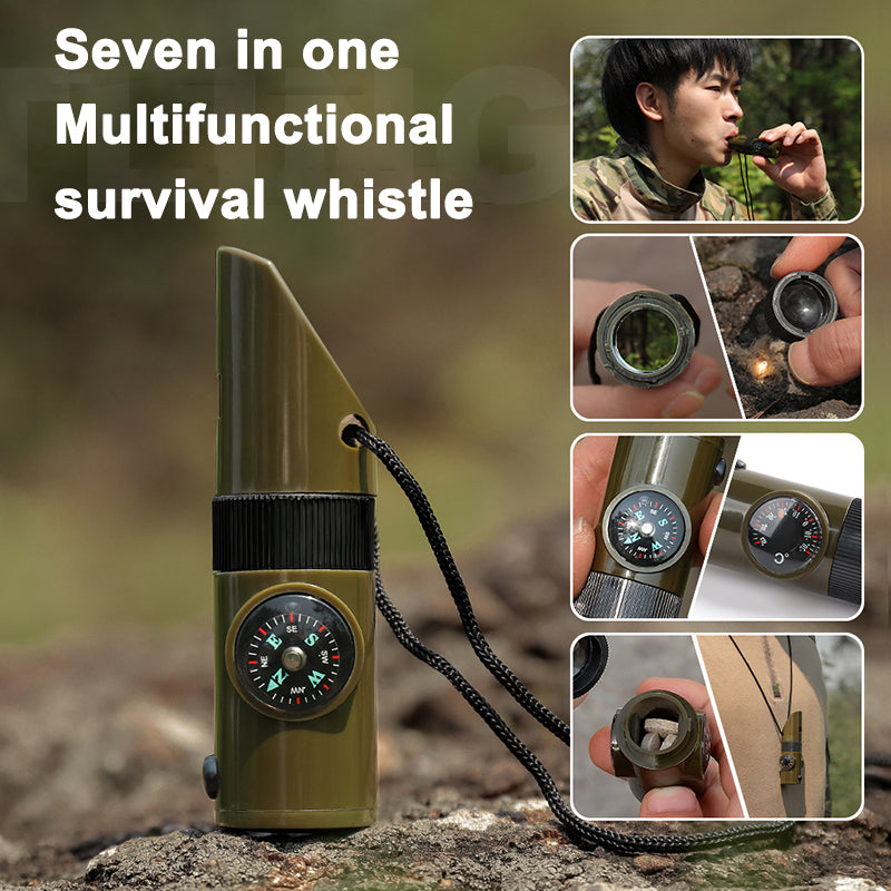 7 in 1 Survival Whistles with Compass & Thermometer