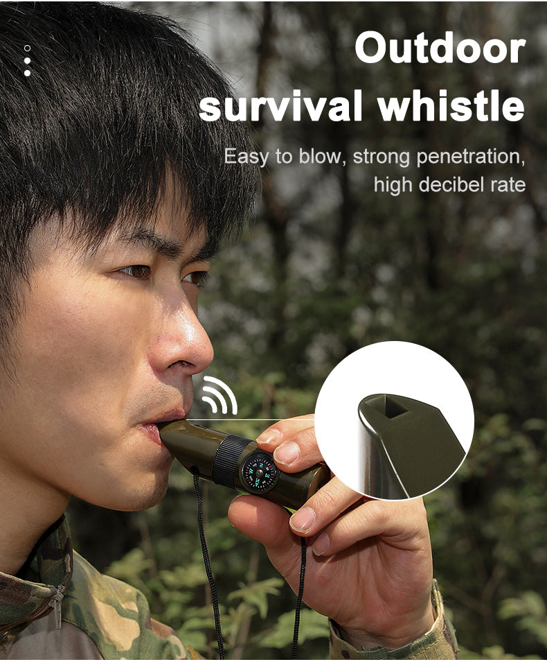 7 in 1 Survival Whistles with Compass & Thermometer