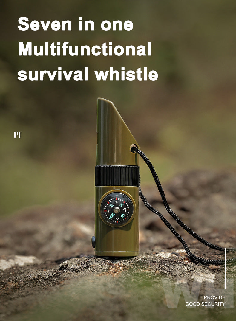 7 in 1 Survival Whistles with Compass & Thermometer