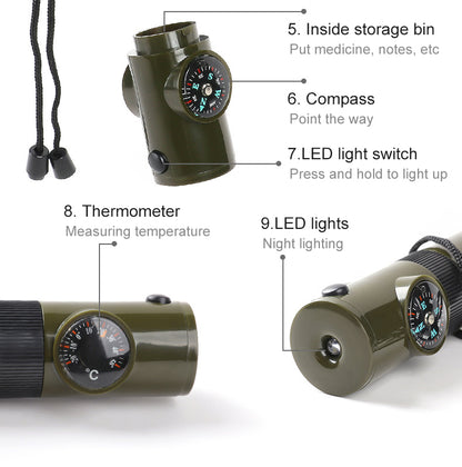 7 in 1 Survival Whistles with Compass & Thermometer