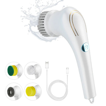 Electric Spin Scrubber Multifunctional Cleaning Brush with 5 Heads Cordless Handheld for Kitchen Bathroom Wall