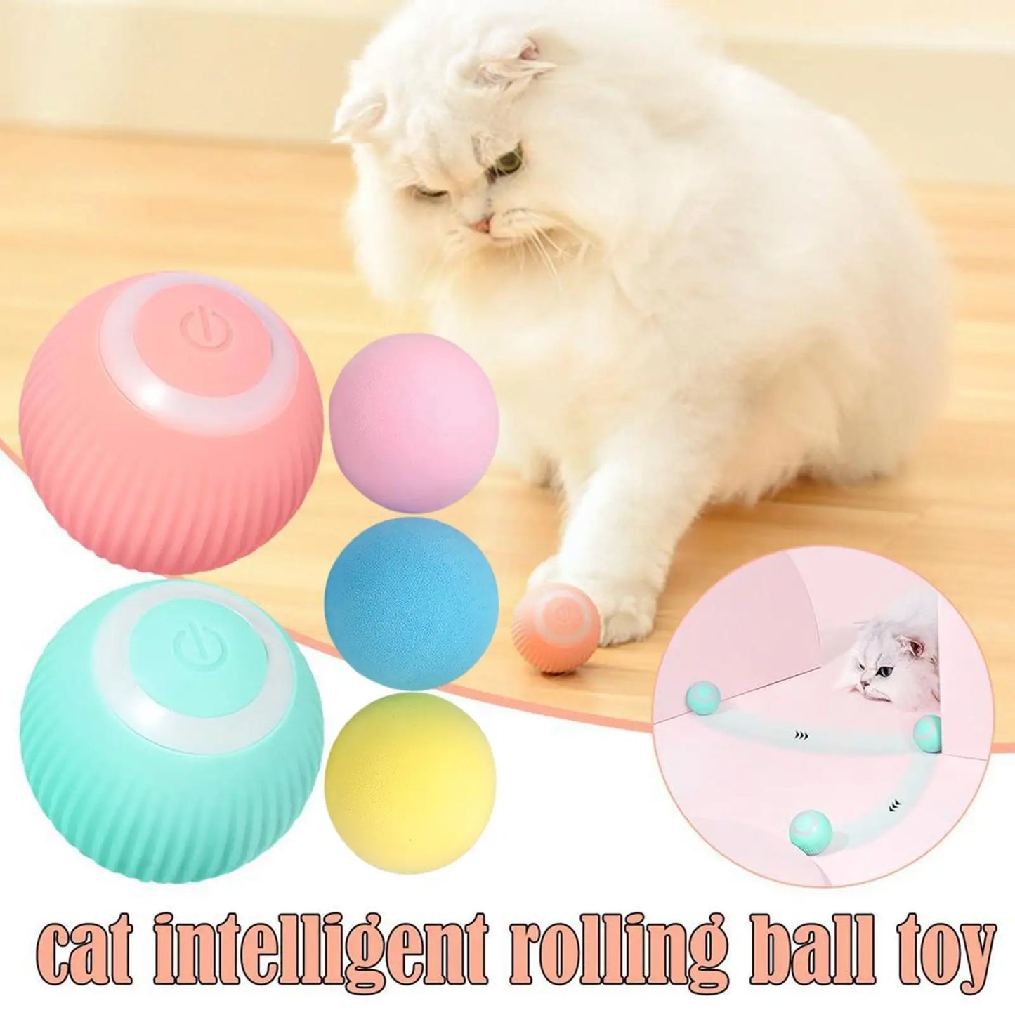 Smart Cat Automatic Toys Rolling Ball Electric Cat Toys Interactive for Cats Training Self-Moving Kitten Toys for Indoor Pl U5J7